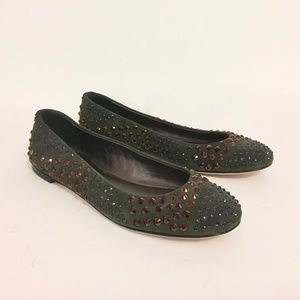 New Giuseppe Zanotti Rhinestone Ballerina Flats - Size 37.5